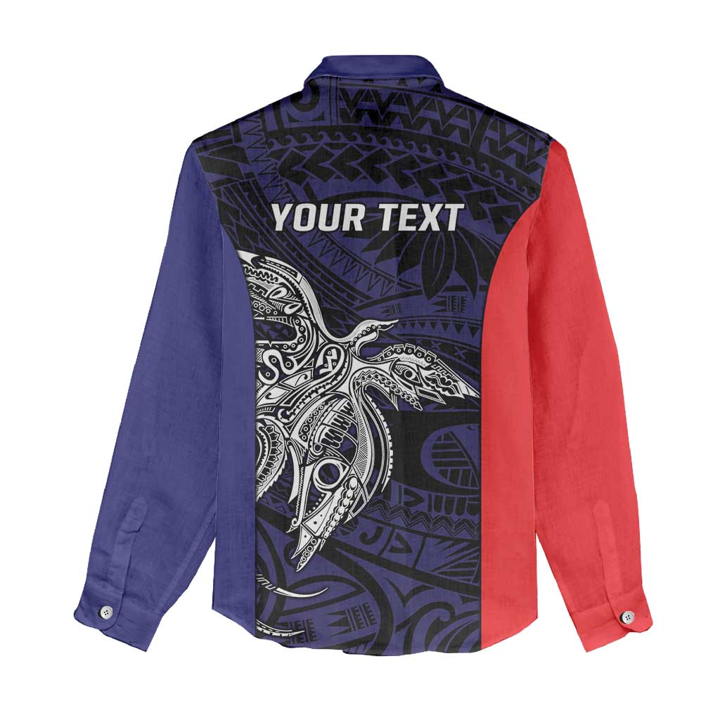 Personalised PNG Bougainville Women Casual Shirt Bird of Paradise Tattoo Flag Motif - Polynesian Pride