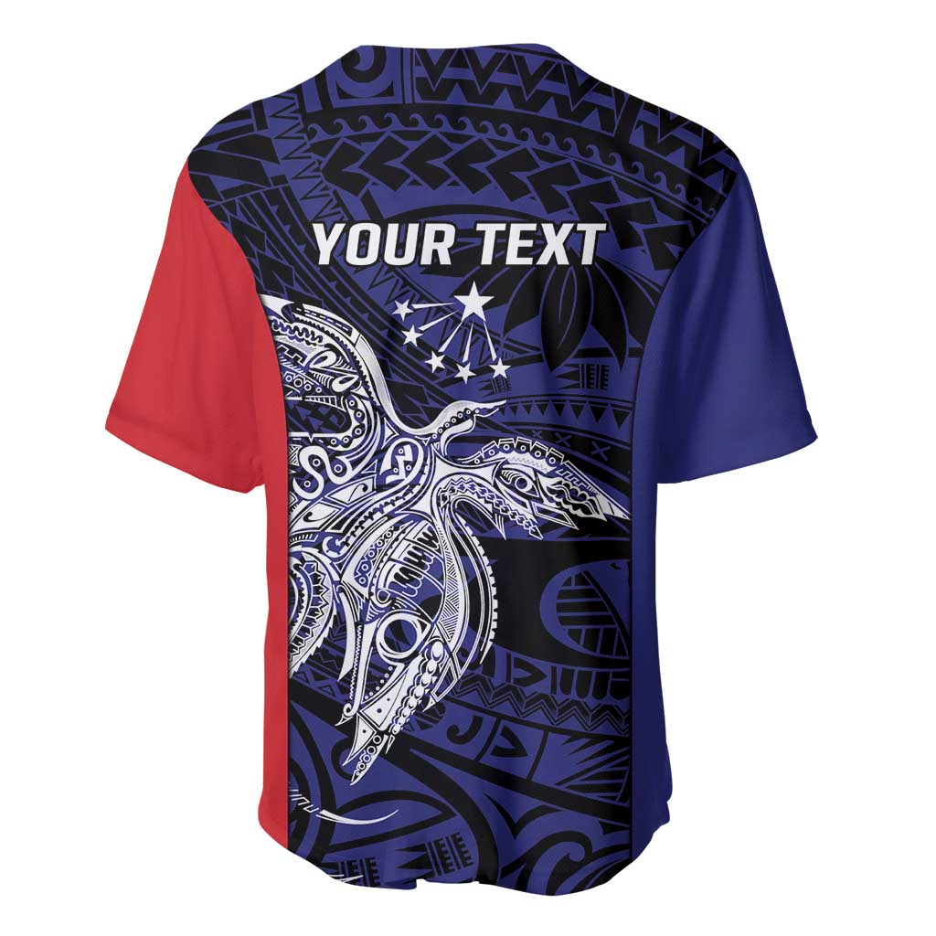 Personalised PNG Central Province Baseball Jersey Bird of Paradise Tattoo Flag Motif - Polynesian Pride