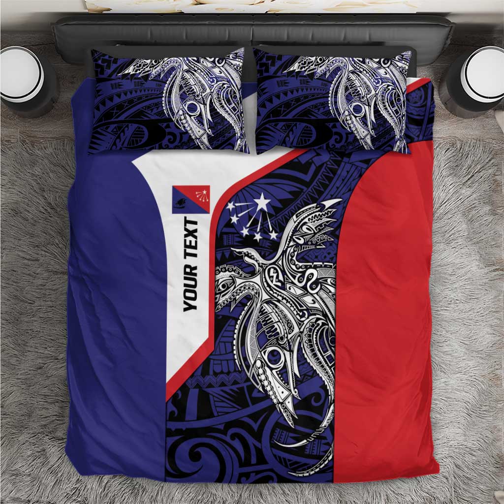 Personalised PNG Central Province Bedding Set Bird of Paradise Tattoo Flag Motif - Polynesian Pride