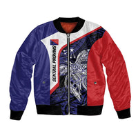 Personalised PNG Central Province Bomber Jacket Bird of Paradise Tattoo Flag Motif - Polynesian Pride