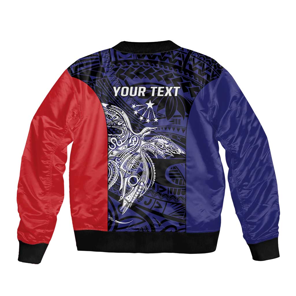 Personalised PNG Central Province Bomber Jacket Bird of Paradise Tattoo Flag Motif - Polynesian Pride