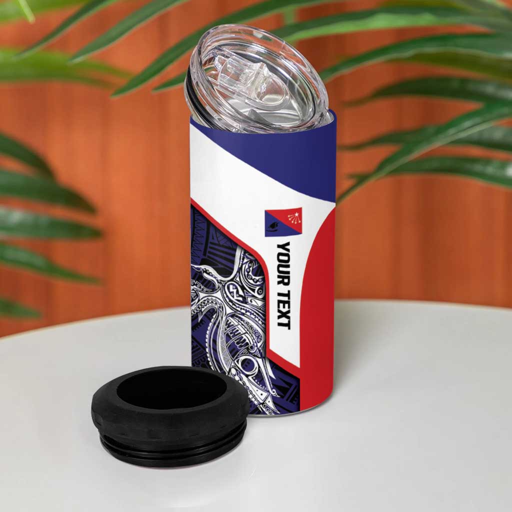 Personalised PNG Central Province 4 in 1 Can Cooler Tumbler Bird of Paradise Tattoo Flag Motif - Polynesian Pride