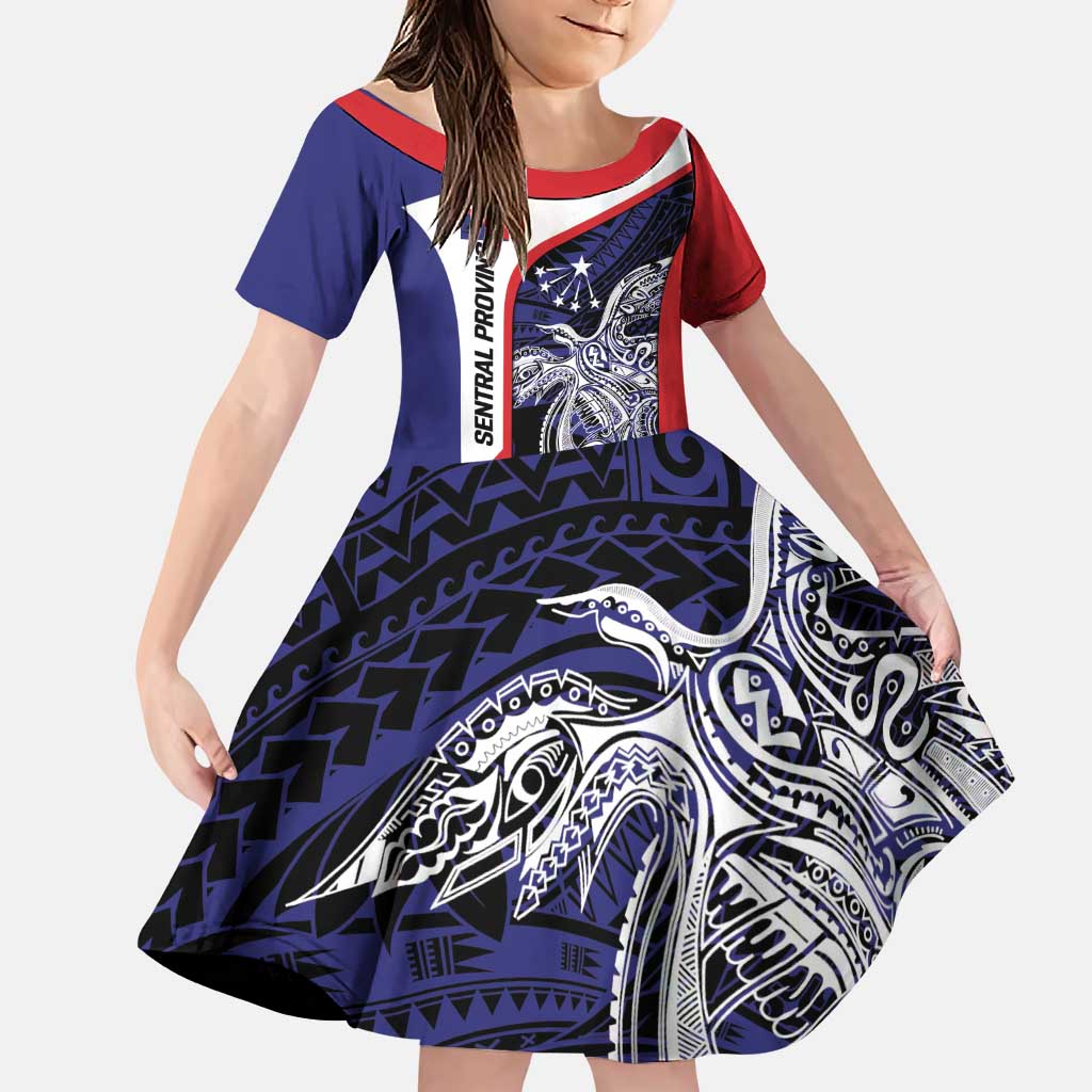Personalised PNG Central Province Family Matching Puletasi and Hawaiian Shirt Bird of Paradise Tattoo Flag Motif - Polynesian Pride