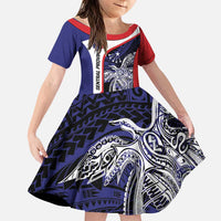 Personalised PNG Central Province Family Matching Puletasi and Hawaiian Shirt Bird of Paradise Tattoo Flag Motif - Polynesian Pride