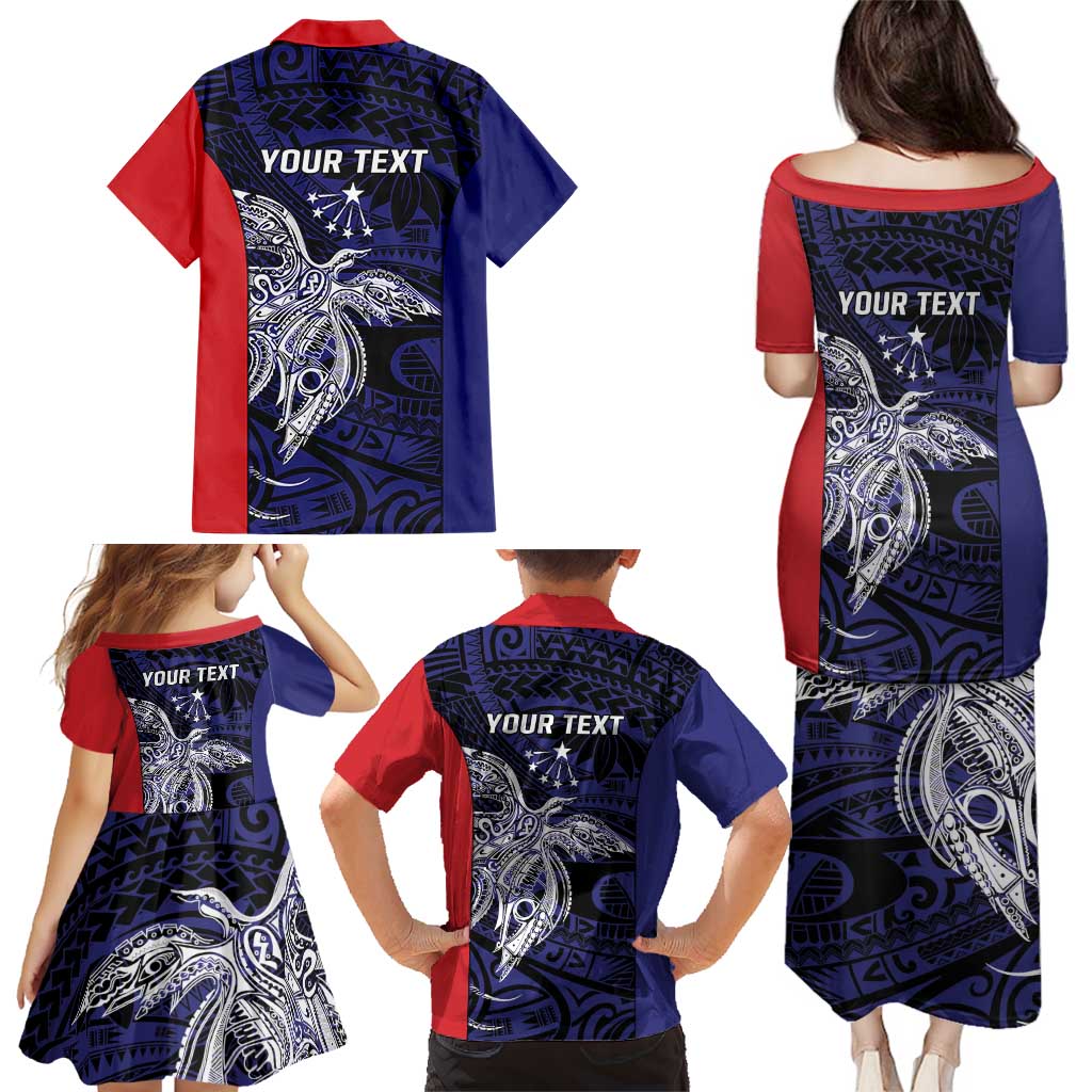 Personalised PNG Central Province Family Matching Puletasi and Hawaiian Shirt Bird of Paradise Tattoo Flag Motif - Polynesian Pride