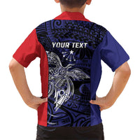 Personalised PNG Central Province Kid Hawaiian Shirt Bird of Paradise Tattoo Flag Motif - Polynesian Pride