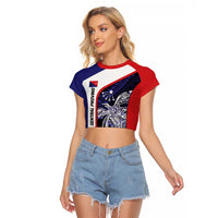Personalised PNG Central Province Raglan Cropped T Shirt Bird of Paradise Tattoo Flag Motif - Polynesian Pride