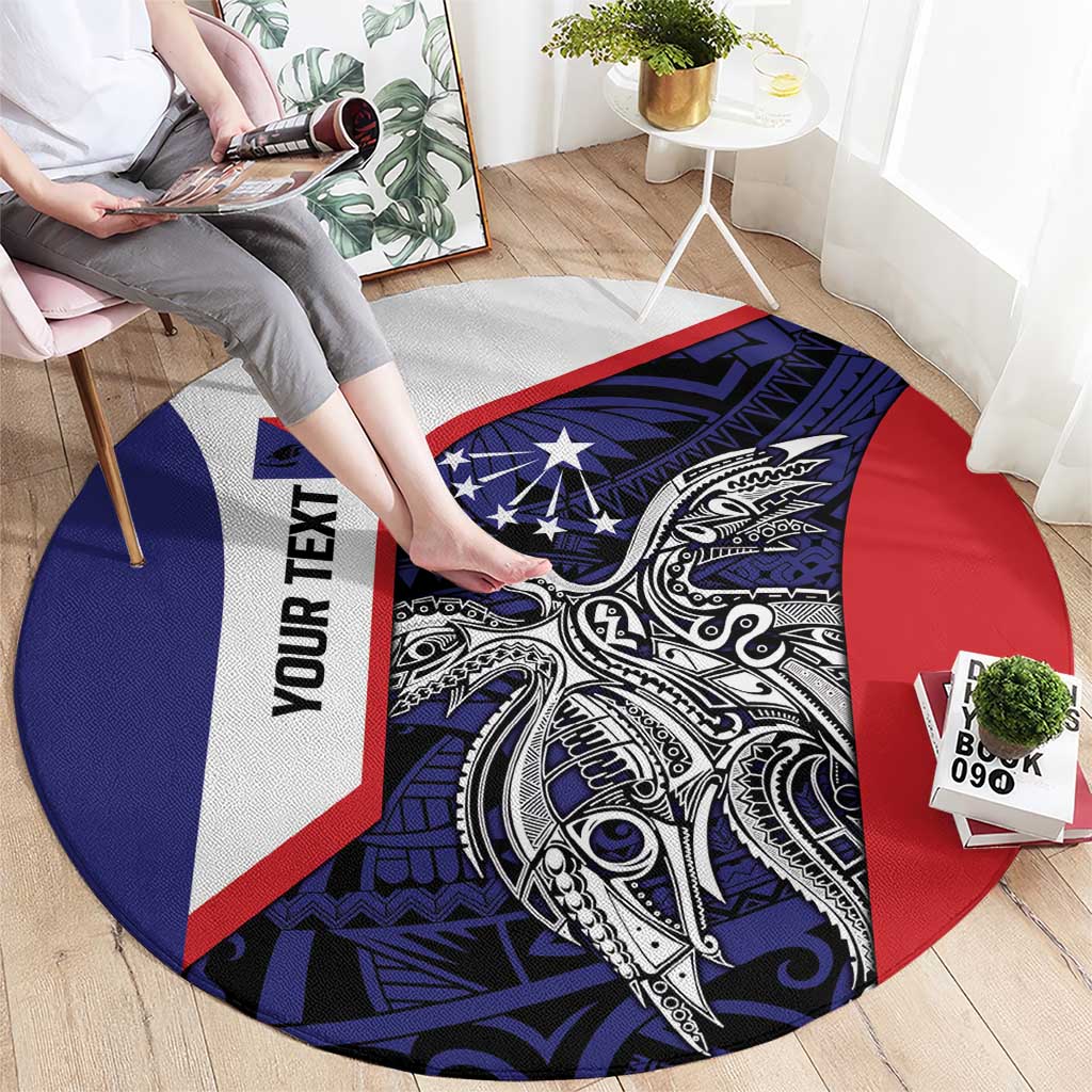 Personalised PNG Central Province Round Carpet Bird of Paradise Tattoo Flag Motif - Polynesian Pride