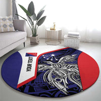Personalised PNG Central Province Round Carpet Bird of Paradise Tattoo Flag Motif - Polynesian Pride