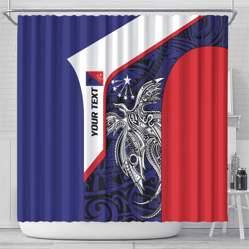 Personalised PNG Central Province Shower Curtain Bird of Paradise Tattoo Flag Motif - Polynesian Pride