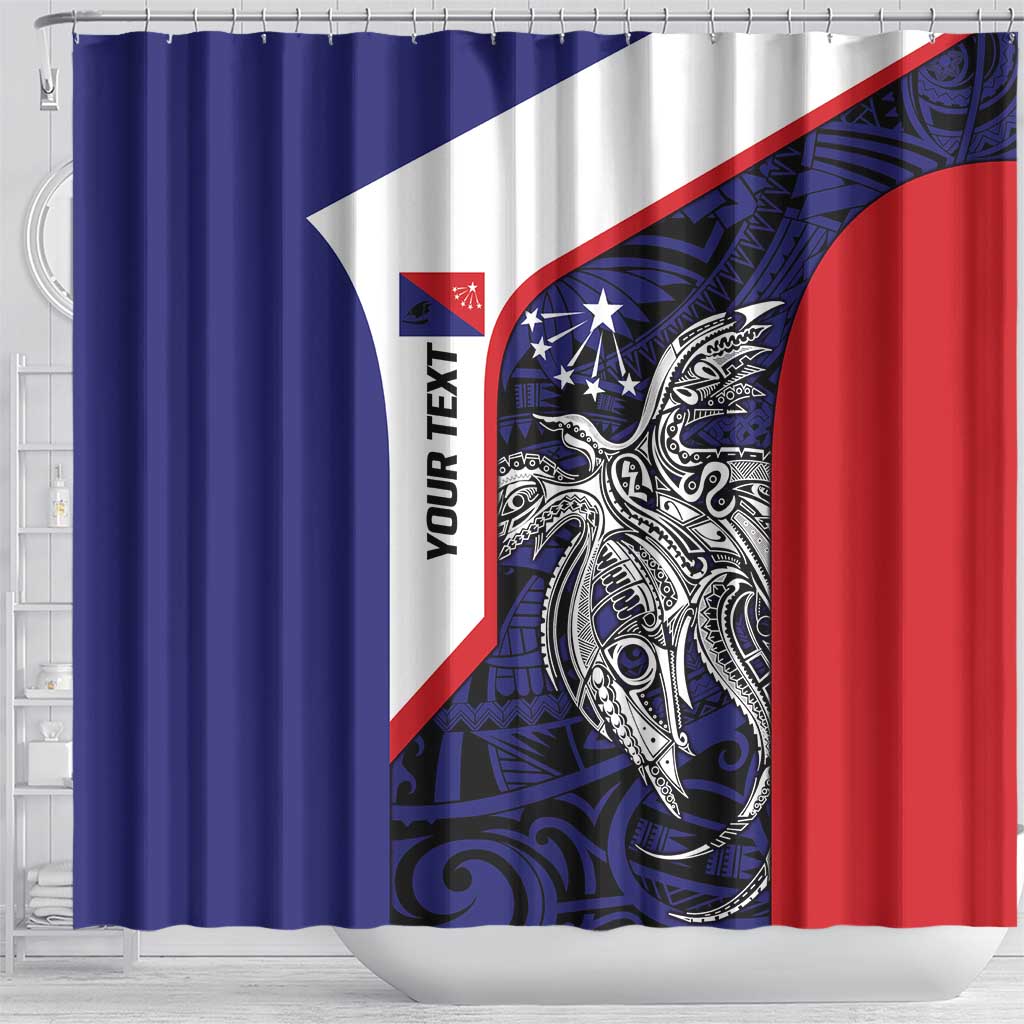 Personalised PNG Central Province Shower Curtain Bird of Paradise Tattoo Flag Motif - Polynesian Pride