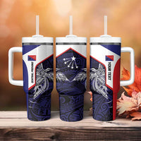 Personalised PNG Central Province Tumbler With Handle Bird of Paradise Tattoo Flag Motif - Polynesian Pride