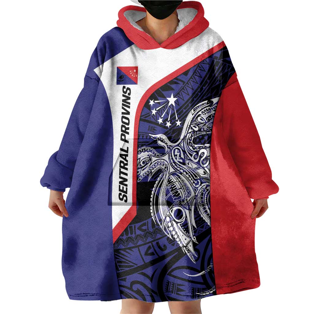 Personalised PNG Central Province Wearable Blanket Hoodie Bird of Paradise Tattoo Flag Motif - Polynesian Pride