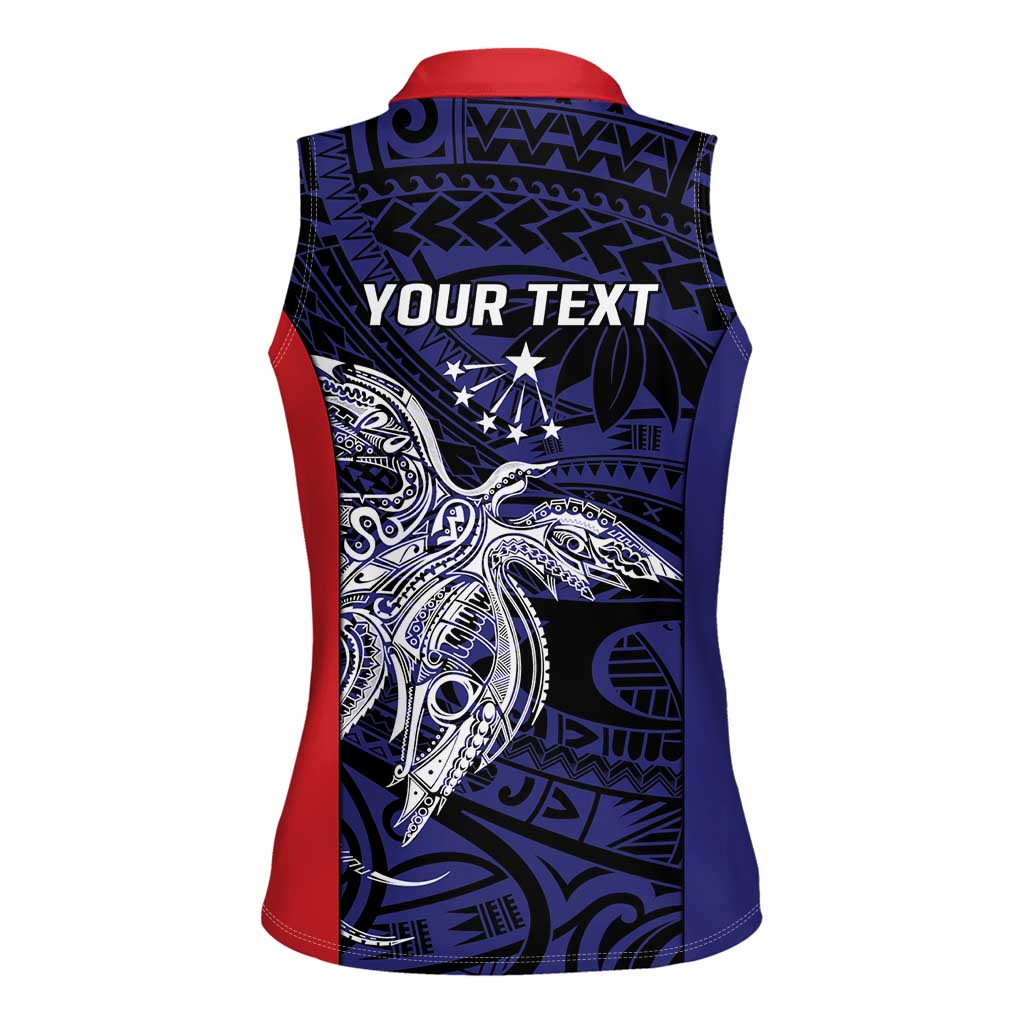Personalised PNG Central Province Women Sleeveless Polo Shirt Bird of Paradise Tattoo Flag Motif - Polynesian Pride