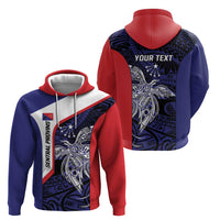 Personalised PNG Central Province Zip Hoodie Bird of Paradise Tattoo Flag Motif - Polynesian Pride
