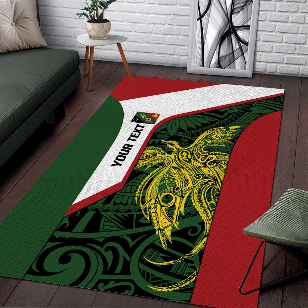 Personalised PNG Chimbu Province Area Rug Bird of Paradise Tattoo Flag Motif - Polynesian Pride