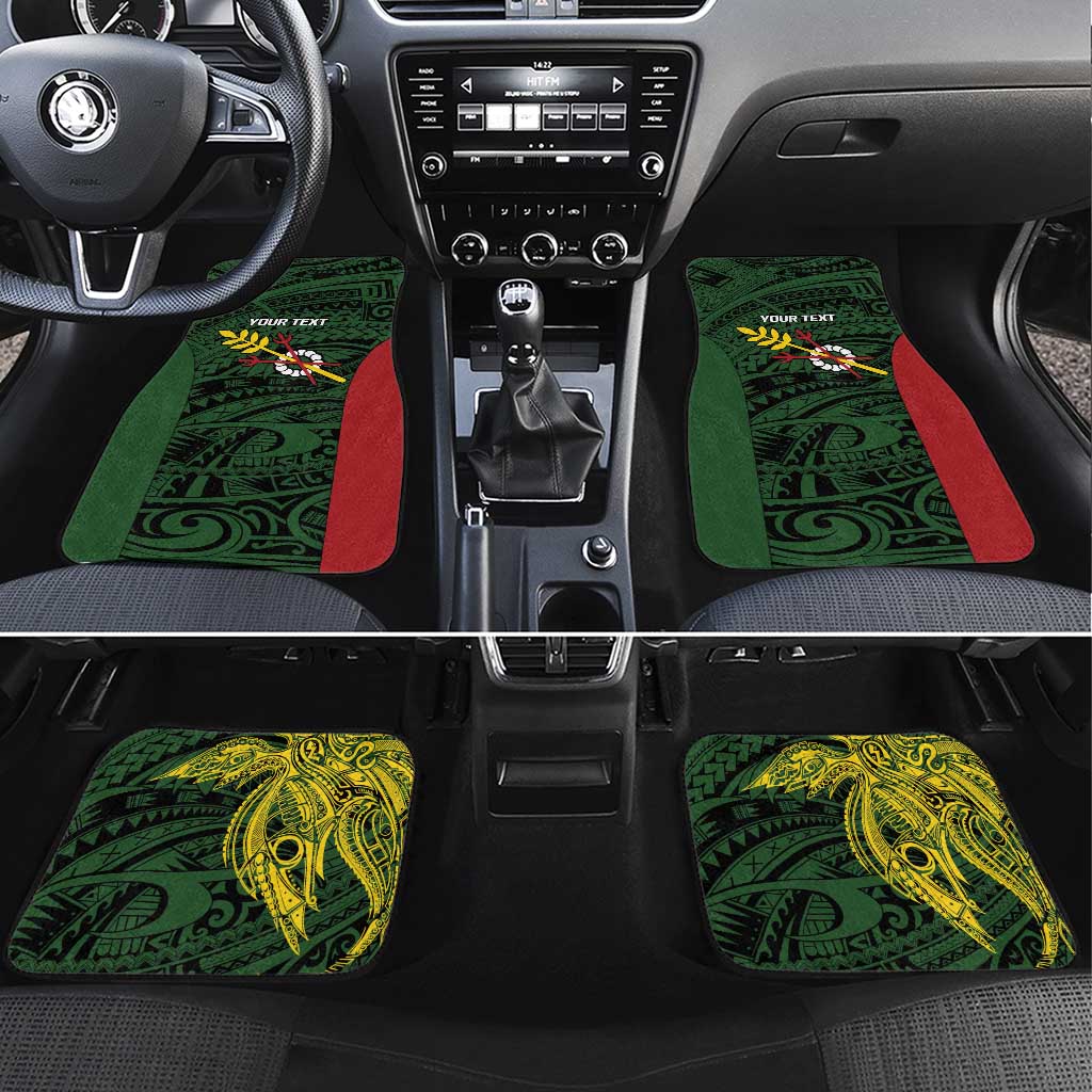 Personalised PNG Chimbu Province Car Mats Bird of Paradise Tattoo Flag Motif LT9 Set 4pcs Red - Polynesian Pride