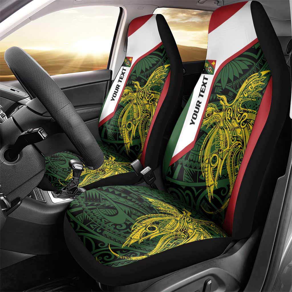 Personalised PNG Chimbu Province Car Seat Cover Bird of Paradise Tattoo Flag Motif - Polynesian Pride