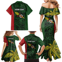 Personalised PNG Chimbu Province Family Matching Mermaid Dress and Hawaiian Shirt Bird of Paradise Tattoo Flag Motif - Polynesian Pride