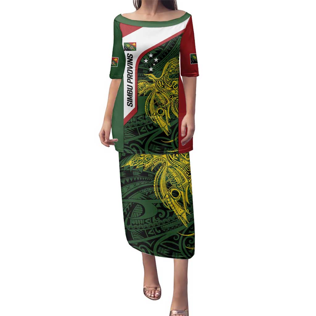 Personalised PNG Chimbu Province Family Matching Puletasi and Hawaiian Shirt Bird of Paradise Tattoo Flag Motif - Polynesian Pride