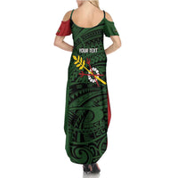 Personalised PNG Chimbu Province Family Matching Summer Maxi Dress and Hawaiian Shirt Bird of Paradise Tattoo Flag Motif - Polynesian Pride