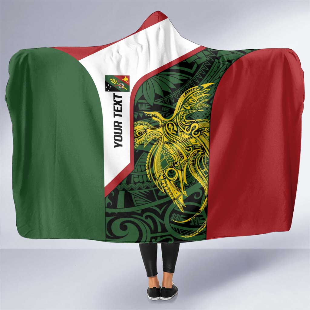 Personalised PNG Chimbu Province Hooded Blanket Bird of Paradise Tattoo Flag Motif - Polynesian Pride