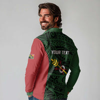 Personalised PNG Chimbu Province Long Sleeve Polo Shirt Bird of Paradise Tattoo Flag Motif - Polynesian Pride