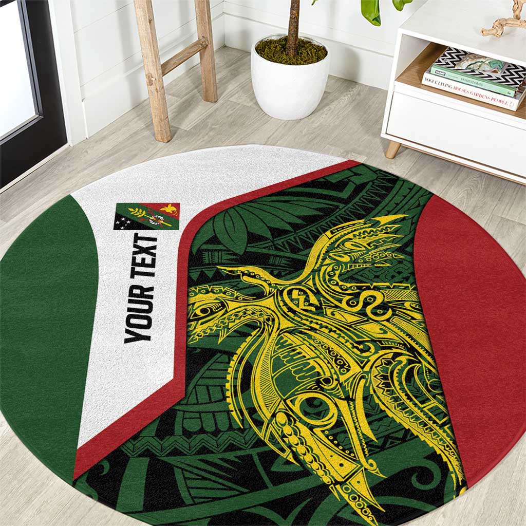 Personalised PNG Chimbu Province Round Carpet Bird of Paradise Tattoo Flag Motif - Polynesian Pride