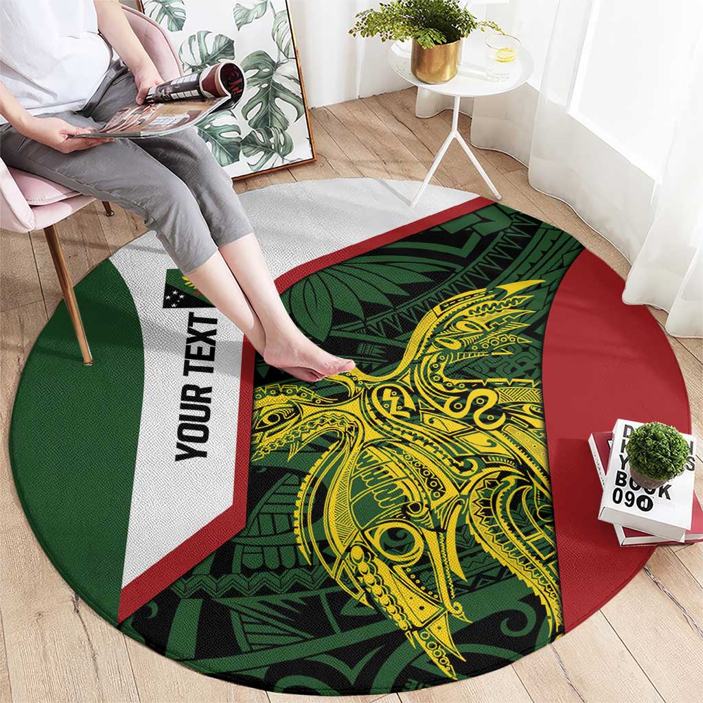 Personalised PNG Chimbu Province Round Carpet Bird of Paradise Tattoo Flag Motif - Polynesian Pride