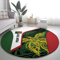 Personalised PNG Chimbu Province Round Carpet Bird of Paradise Tattoo Flag Motif - Polynesian Pride