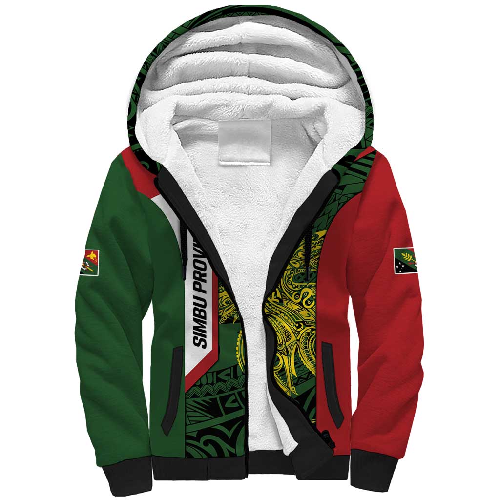 Personalised PNG Chimbu Province Sherpa Hoodie Bird of Paradise Tattoo Flag Motif LT9 Unisex Red - Polynesian Pride
