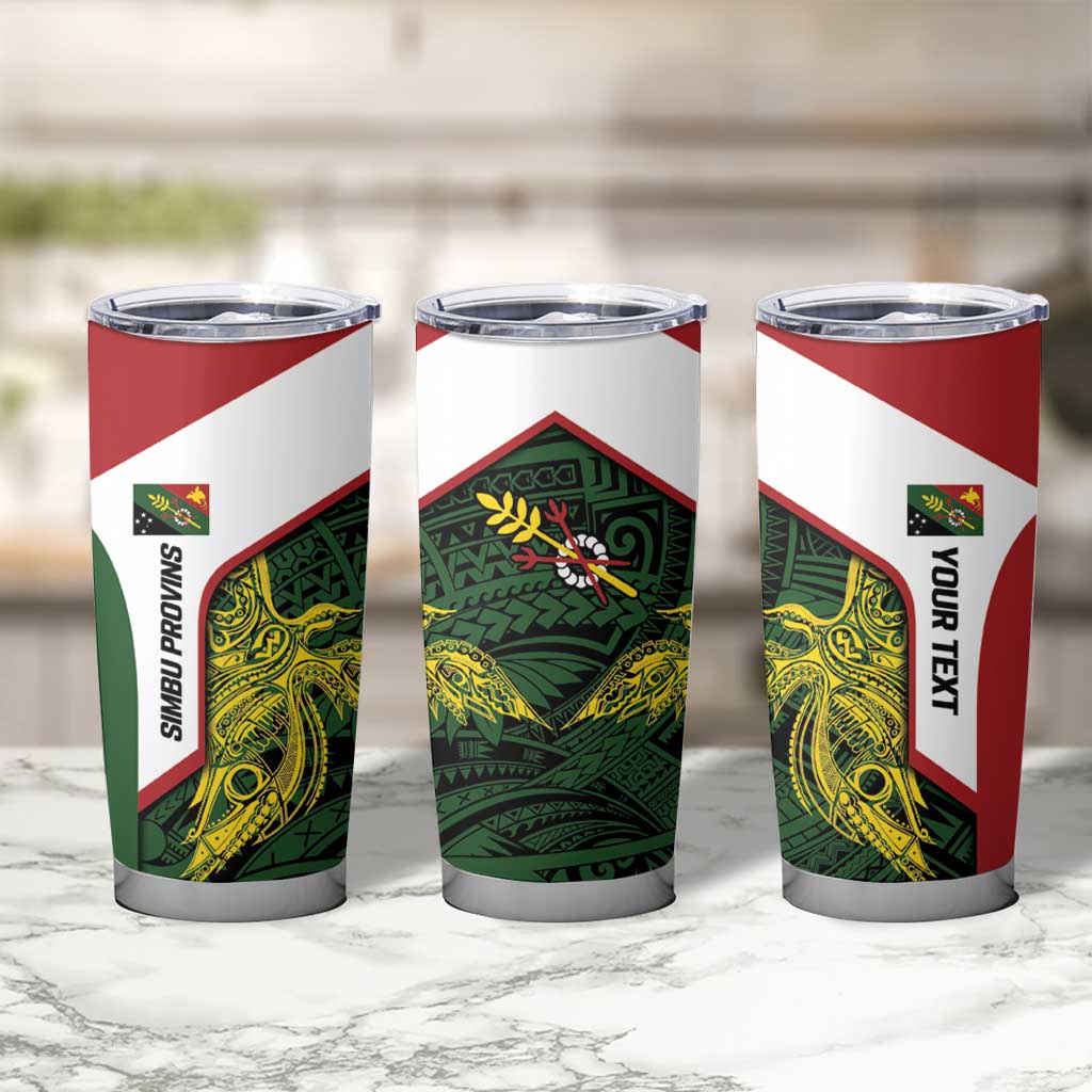 Personalised PNG Chimbu Province Tumbler Cup Bird of Paradise Tattoo Flag Motif - Polynesian Pride