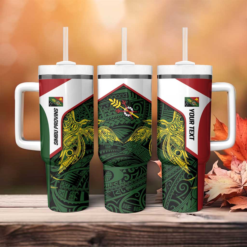 Personalised PNG Chimbu Province Tumbler With Handle Bird of Paradise Tattoo Flag Motif - Polynesian Pride