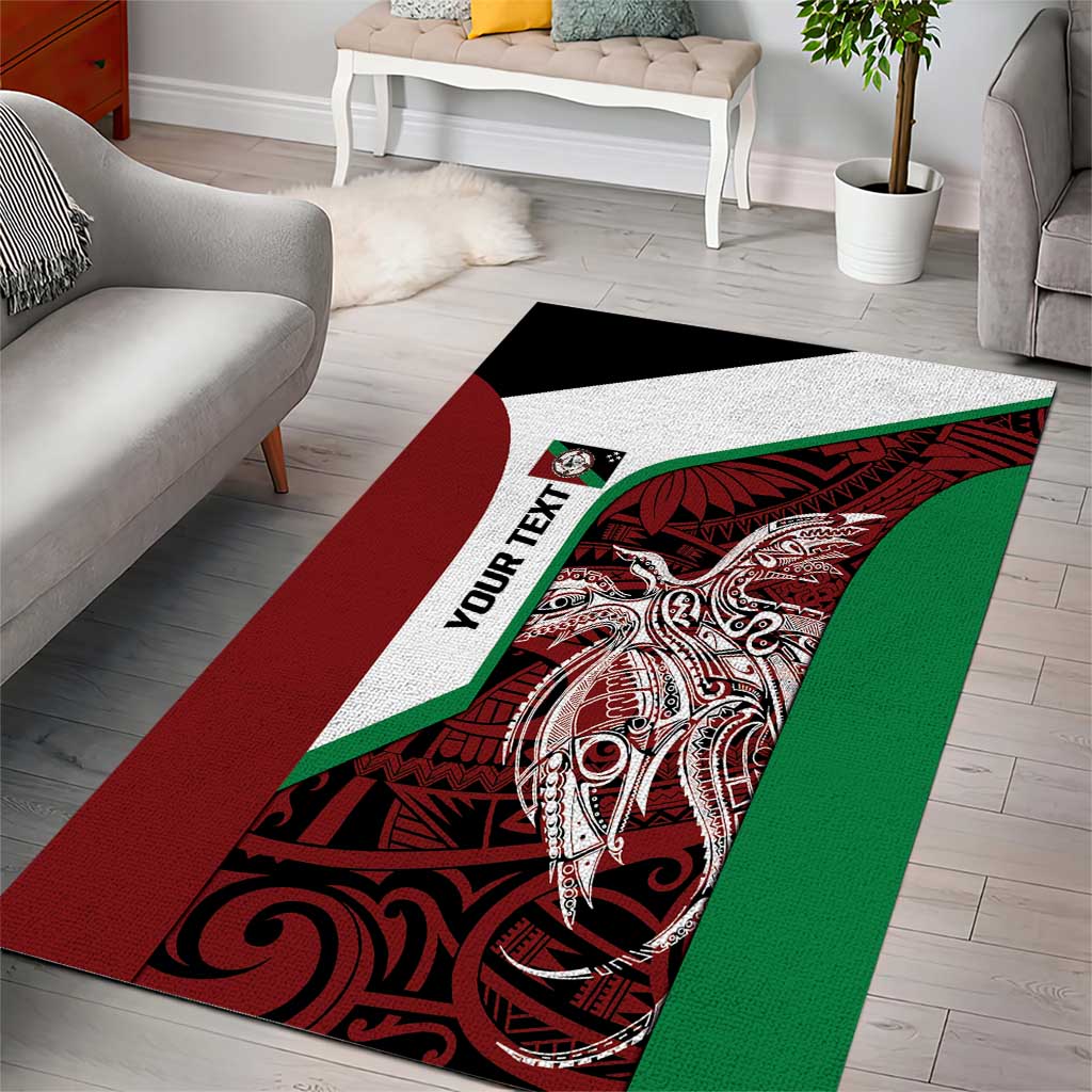 Personalised PNG East New Britain Province Area Rug Bird of Paradise Tattoo Flag Motif - Polynesian Pride