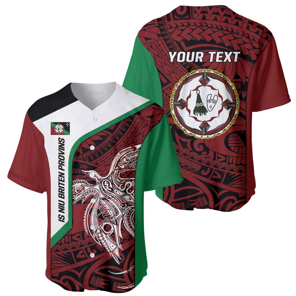 Personalised PNG East New Britain Province Baseball Jersey Bird of Paradise Tattoo Flag Motif - Polynesian Pride