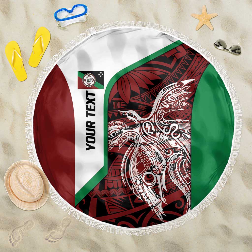 Personalised PNG East New Britain Province Beach Blanket Bird of Paradise Tattoo Flag Motif LT9 One Size 150cm Green - Polynesian Pride