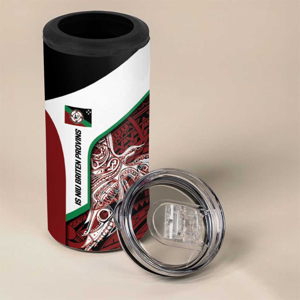 Personalised PNG East New Britain Province 4 in 1 Can Cooler Tumbler Bird of Paradise Tattoo Flag Motif - Polynesian Pride