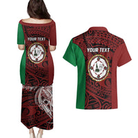 Personalised PNG East New Britain Province Couples Matching Puletasi and Hawaiian Shirt Bird of Paradise Tattoo Flag Motif - Polynesian Pride