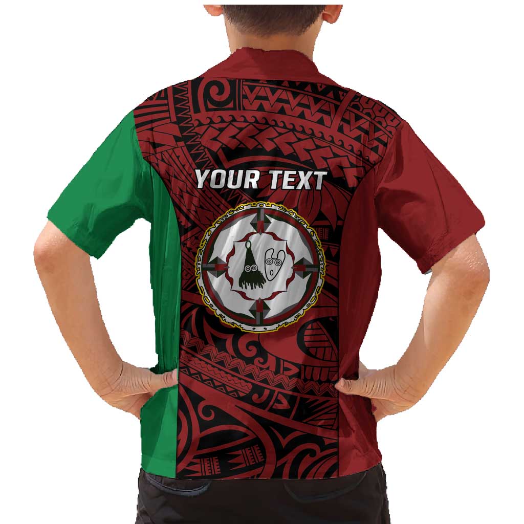 Personalised PNG East New Britain Province Family Matching Mermaid Dress and Hawaiian Shirt Bird of Paradise Tattoo Flag Motif - Polynesian Pride