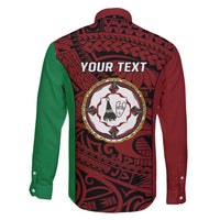 Personalised PNG East New Britain Province Family Matching Off Shoulder Short Dress and Hawaiian Shirt Bird of Paradise Tattoo Flag Motif - Polynesian Pride