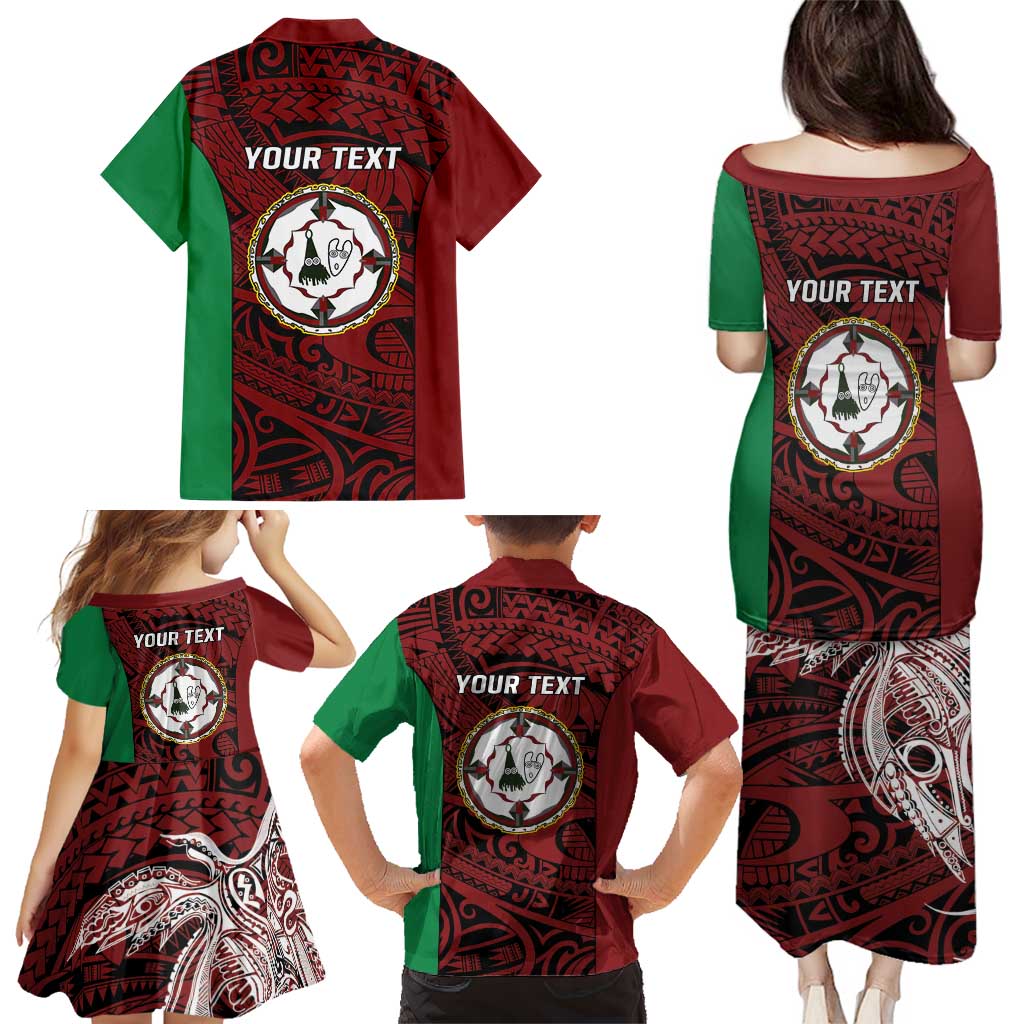 Personalised PNG East New Britain Province Family Matching Puletasi and Hawaiian Shirt Bird of Paradise Tattoo Flag Motif - Polynesian Pride