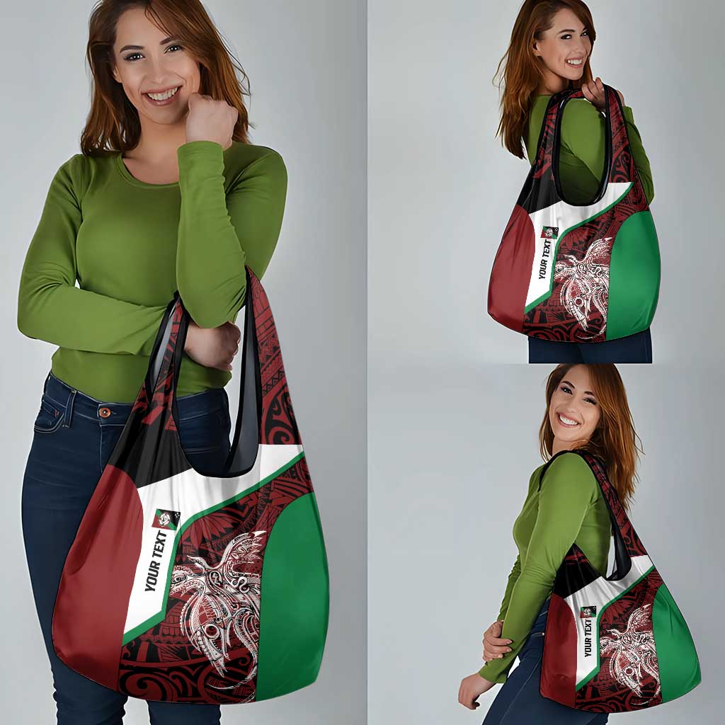Personalised PNG East New Britain Province Grocery Bag Bird of Paradise Tattoo Flag Motif - Polynesian Pride
