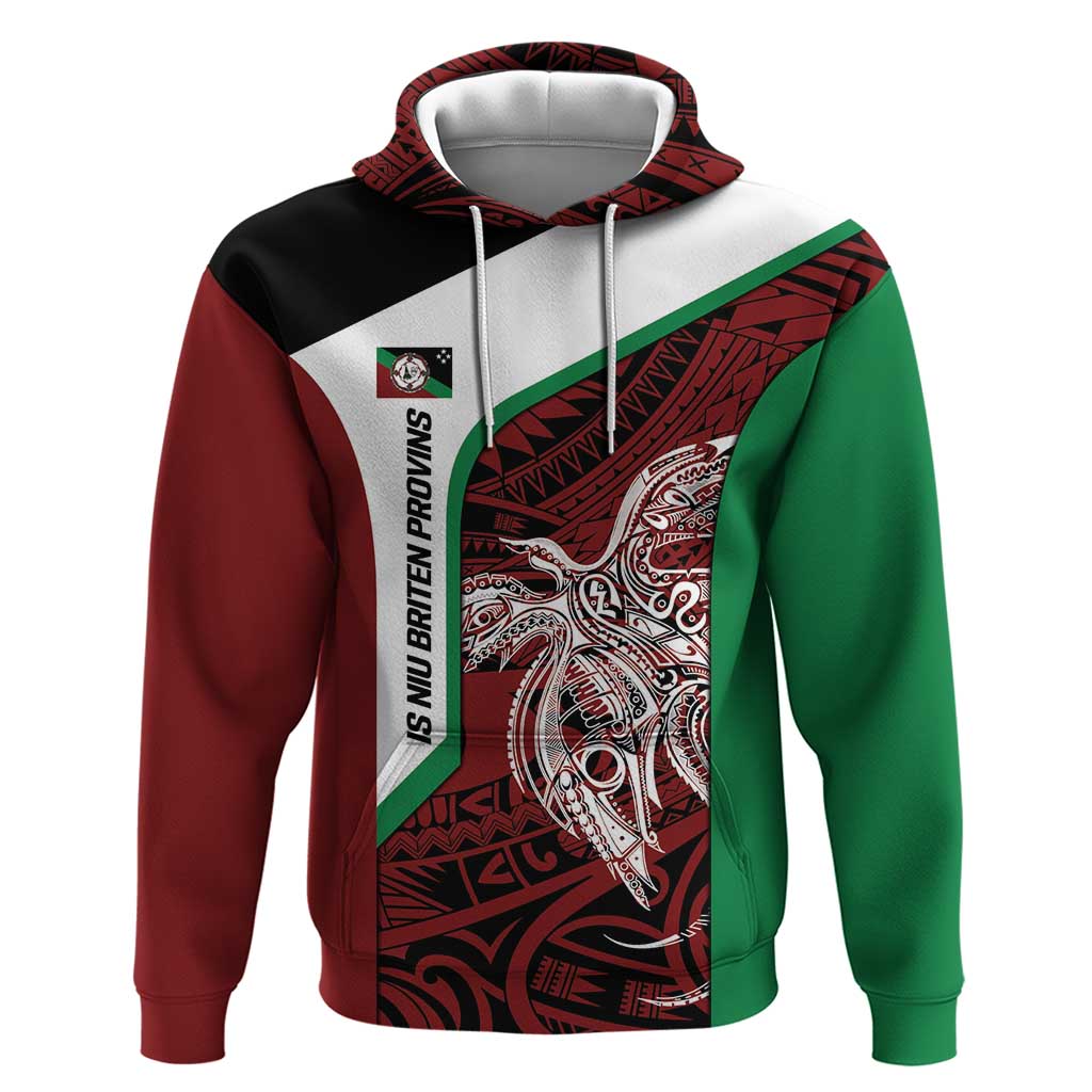 Personalised PNG East New Britain Province Hoodie Bird of Paradise Tattoo Flag Motif - Polynesian Pride