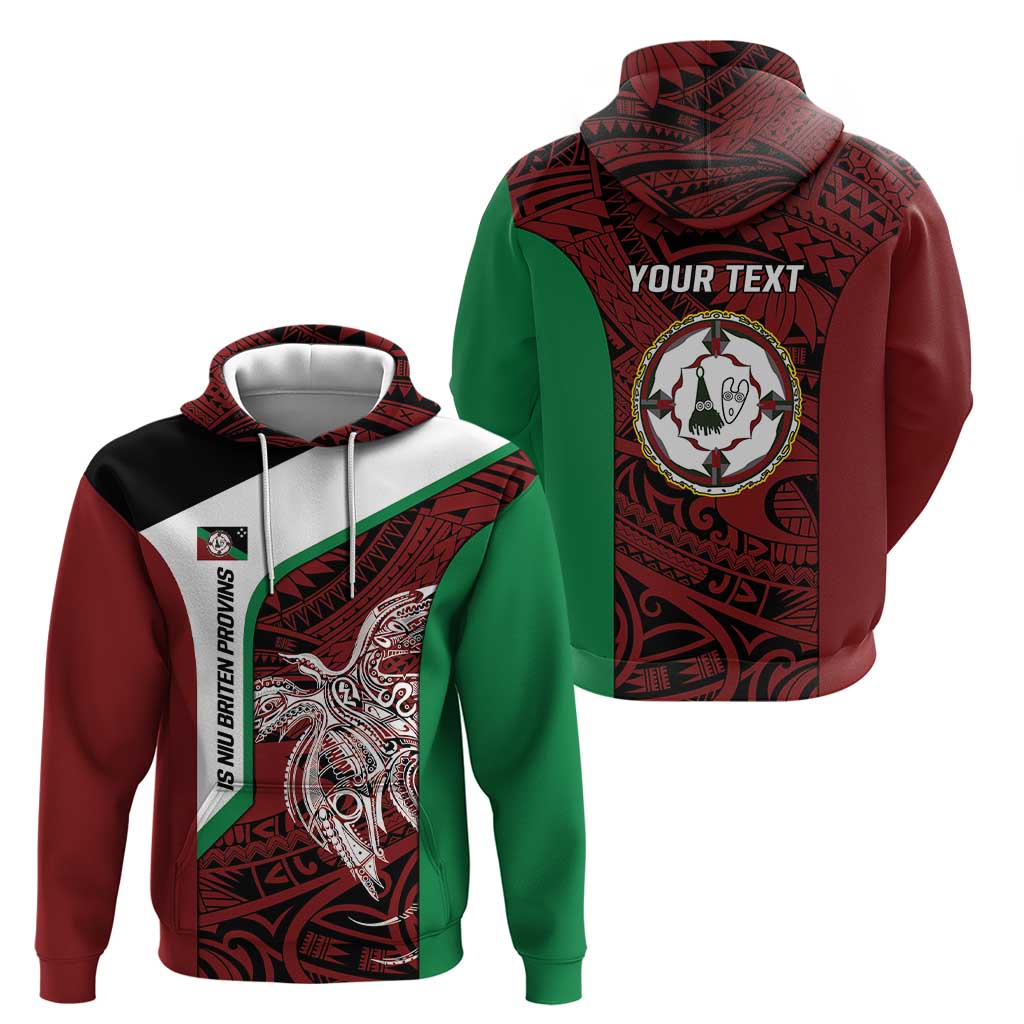 Personalised PNG East New Britain Province Hoodie Bird of Paradise Tattoo Flag Motif - Polynesian Pride