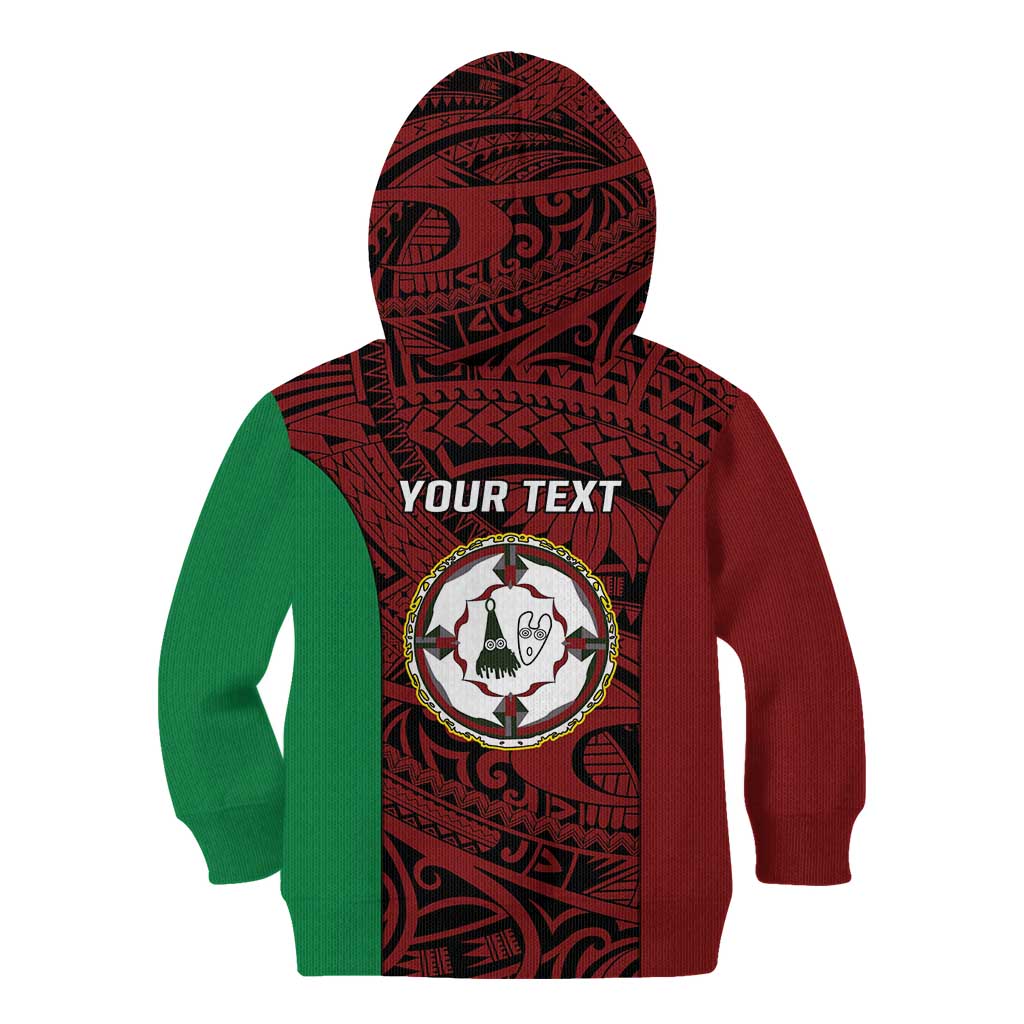 Personalised PNG East New Britain Province Kid Hoodie Bird of Paradise Tattoo Flag Motif - Polynesian Pride