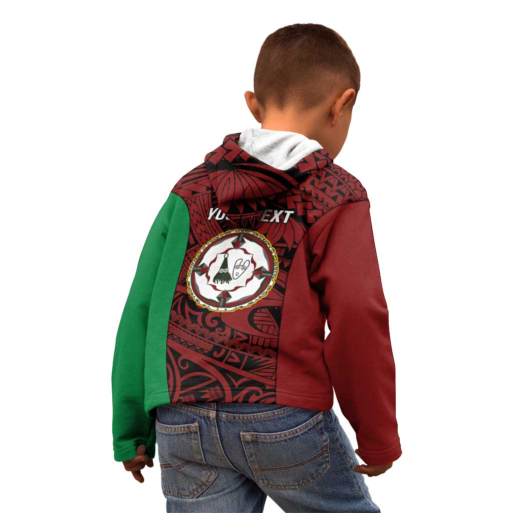 Personalised PNG East New Britain Province Kid Hoodie Bird of Paradise Tattoo Flag Motif - Polynesian Pride