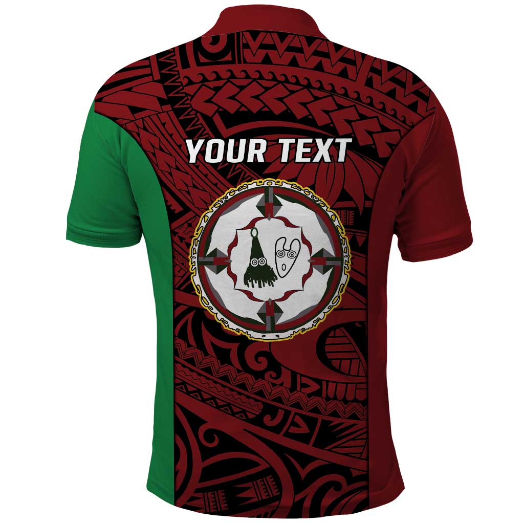 Personalised PNG East New Britain Province Polo Shirt Bird of Paradise Tattoo Flag Motif - Polynesian Pride