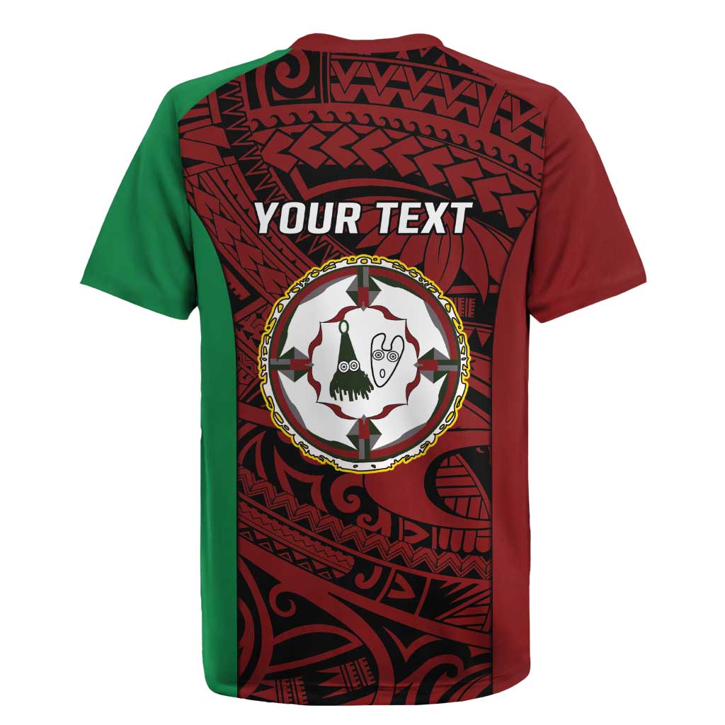 Personalised PNG East New Britain Province Rugby Jersey Bird of Paradise Tattoo Flag Motif - Polynesian Pride