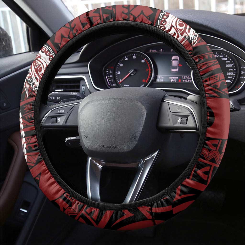 PNG East New Britain Province Steering Wheel Cover Bird of Paradise Tattoo Flag Motif - Polynesian Pride