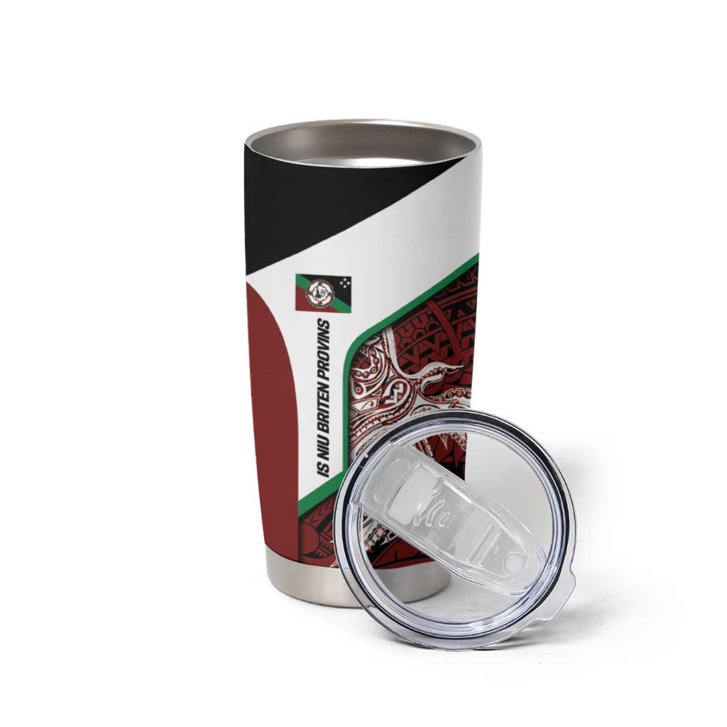 Personalised PNG East New Britain Province Tumbler Cup Bird of Paradise Tattoo Flag Motif - Polynesian Pride